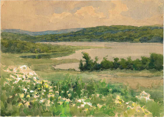 Морозов Константин Феофанович. Пейзаж с рекой 